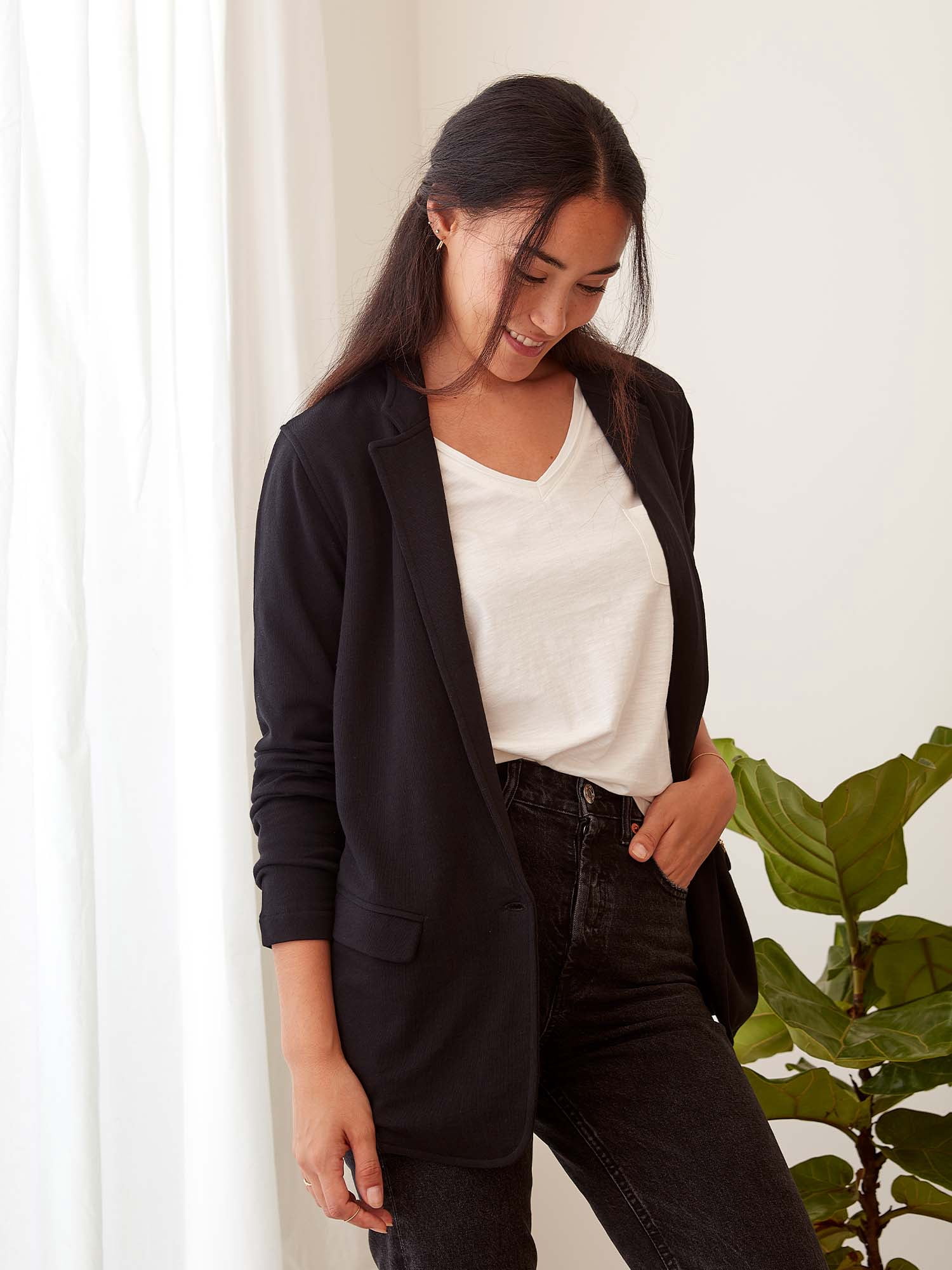 Lemon & Bloom by Grey State Women's Juniors Relaxed Blazer