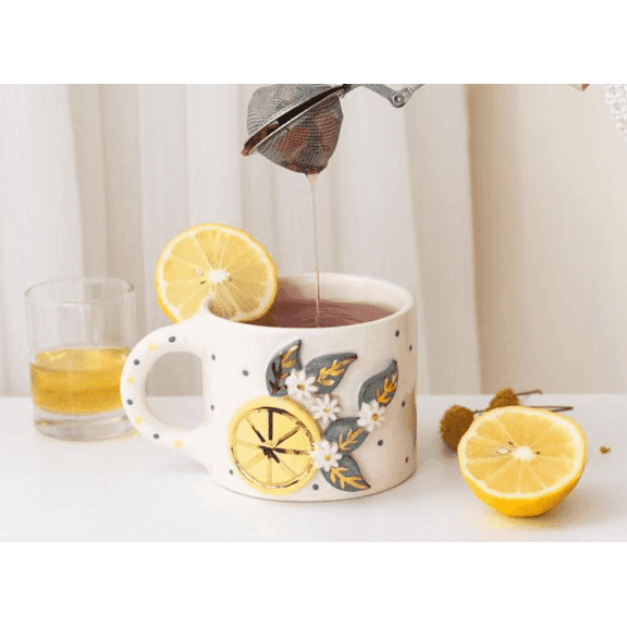 10 oz / 300 ml Lemon Blossom Handmade Ceramic Mug | Gift for Women, Mother, Girl, Mom, Mothers Day or Christmas