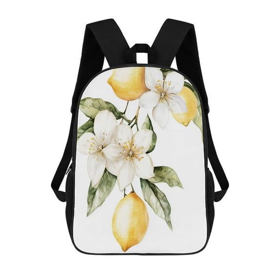 Lemon Blossom Print Large Capacity Backpacks For Teenagers Travel Bags Casual 17In Backpack