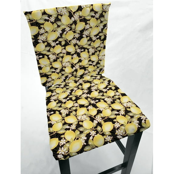 Lemon Blossoms Dining Room Chair Back Covers or Seat Covers by Penny's Needful Things (Chair Back Cover Only) (19 W x 16 H CHAIR BACK)