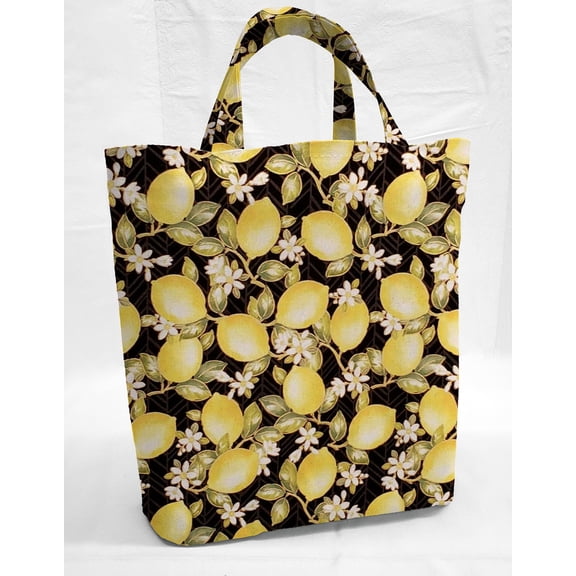 Lemon Blossoms Tote Bag (Small Oval Tote)