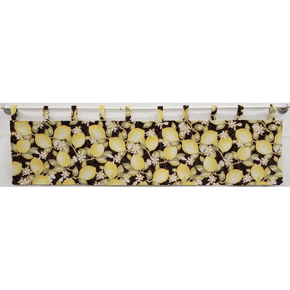 Lemon Blossoms Tab Top Valances (Lined) (12 Inch Two Valance Panels)