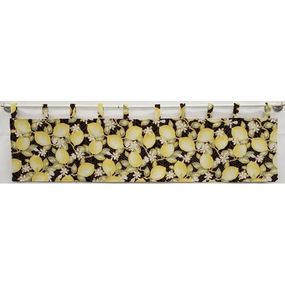 Lemon Blossoms Tab Top Valances (Unlined) (12 Inch One Valance Panel)