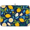 thumbnail image 1 of Lemon Blue Dish Drying Mat Absorbent Kitchen Counter Mat Microfiber Drainer Pad with Hanging Loop Kitchen Decor for Sinks Draining Utensils Pots Pans Countertop Dish Pads 16x18 Inch, 1 of 6