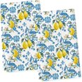 thumbnail image 1 of Lemon Blue Flowers Floral Summer Kitchen Towels Dish Towels, 18x26 Inch Seasonal Decoration Hand Towels Set of 2, 1 of 6