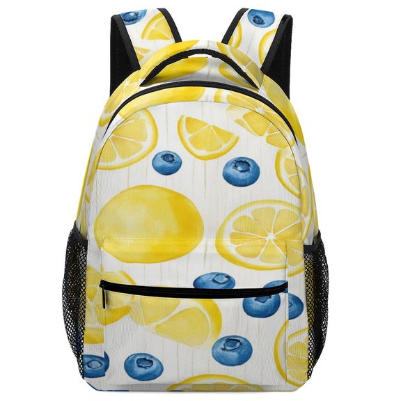 Lemon Blueberry Print Backpack for Teenage Business Daypack College Canvas Bags Durable
