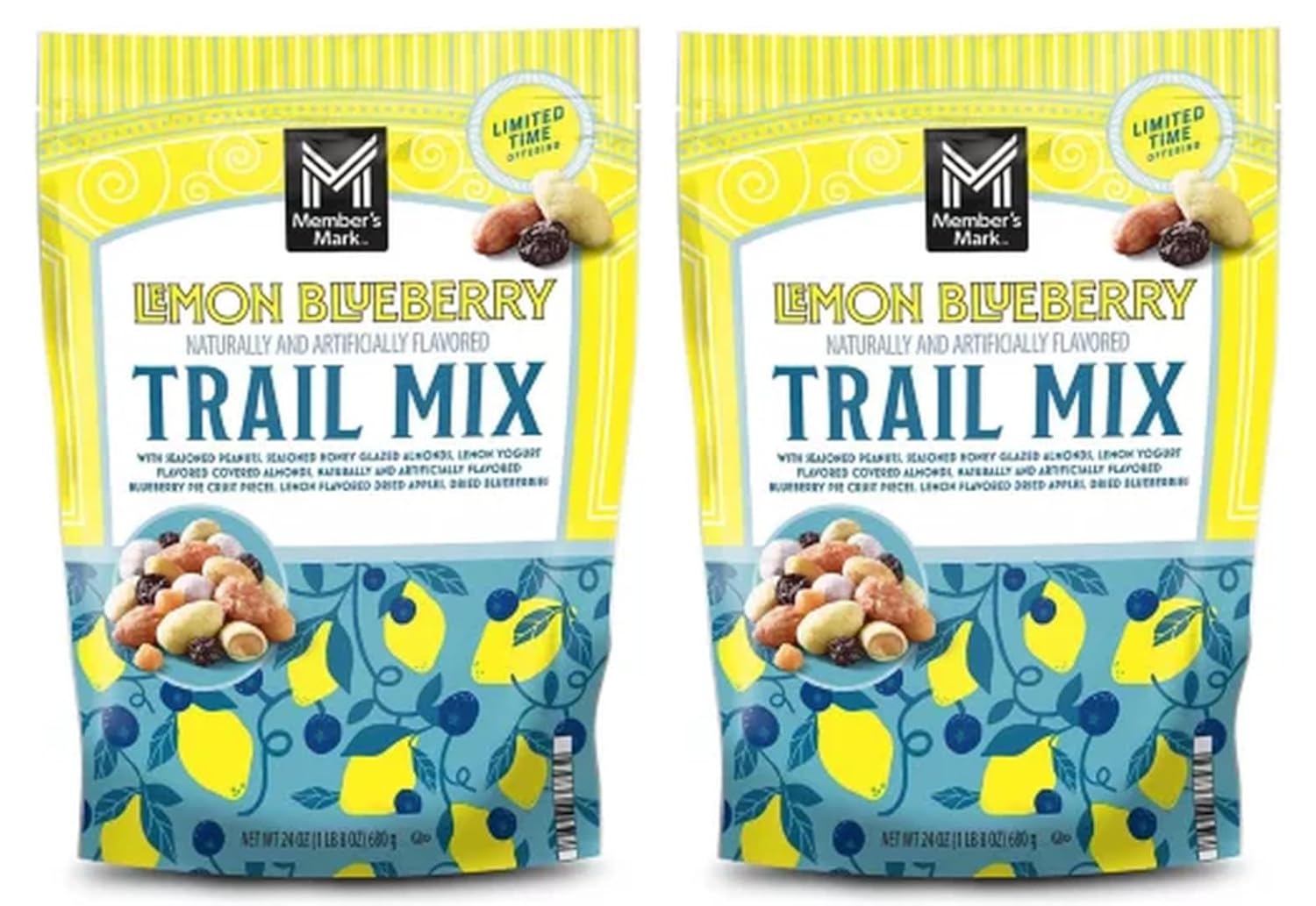 Lemon Blueberry Trail Mix Bursting Flavorful Energy Snack 24 Oz (Pack of 2, Oz Total