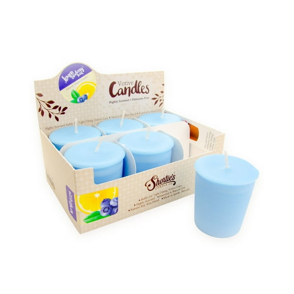 Lemon Blueberry Twist Soy Votive Candles - Scented with Natural Fragrance Oils - 6 Blue Natural Votive Candle Refills - Fruit & Berry Collection