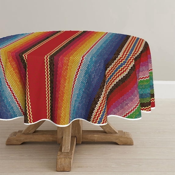 Lemon Boho Mexican Tiles Round Tablecloth 60 Inch, Decorative Holiday Home Party Table Cloth for Kitchen Dining Picnic Table Cover