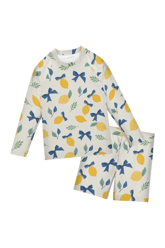 Lemon Bow Boys' Bathing Suit UPF 50+ Boys' Rash Guard Sets Stretchy Quick Dry 3T-10T