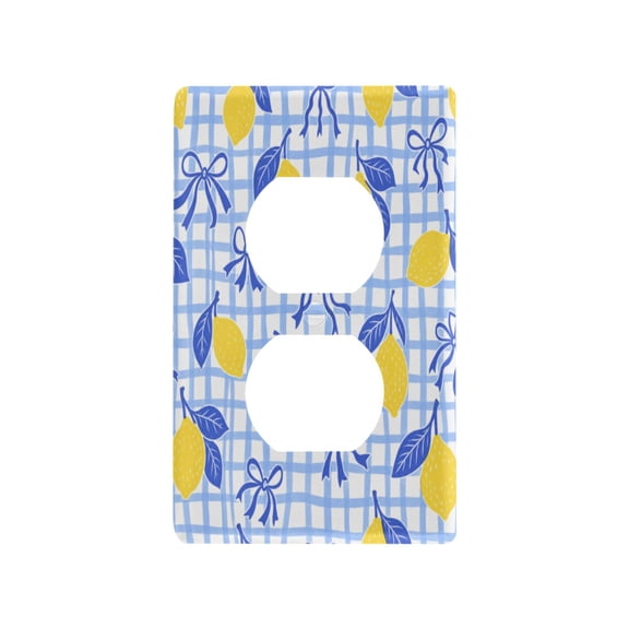 Lemon Bow Tie Pattern Decorative Wall Plate, Flame Retardant PC Plastic Light Switch & Outlet Cover with Mounting Screws Fits Duplex Outlets