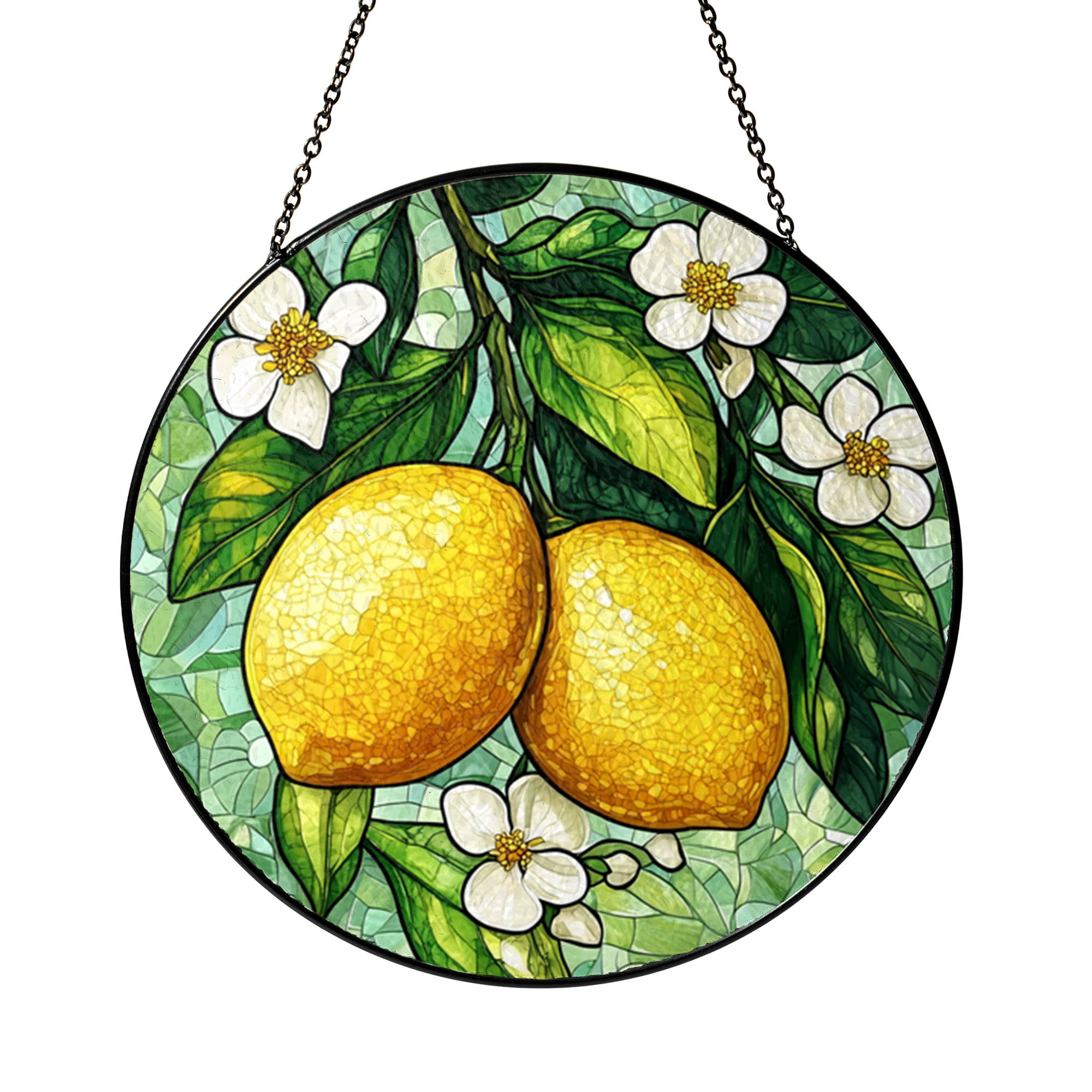 Lemon Branch Acrylic Suncatcher – Faux Stained Glass Window Decor
