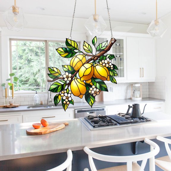 Lemon Branch Acrylic Suncatcher Floral Kitchen Decor Window Hanging Spring Summer Gift