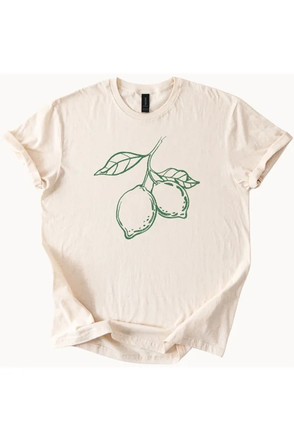 Lemon Branch Graphic Tee Botanical Lemon Art Shirt Nature Inspired Top Size S-5Xl Heygategoo Tee