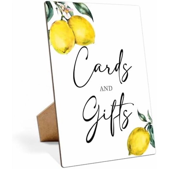 Lemon Bridal Shower Sign, Cards and Gifts, 8×11 Wooden Sign with Stand, Lemon Party Decorations, Bridal Shower Decorations - LP039$$Home Decor, Kitchen, & Other