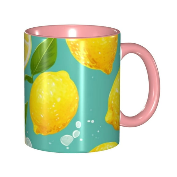 Lemon Bubble Coffee Mug Fun Custom Ceramic Mugs 11oz Pink