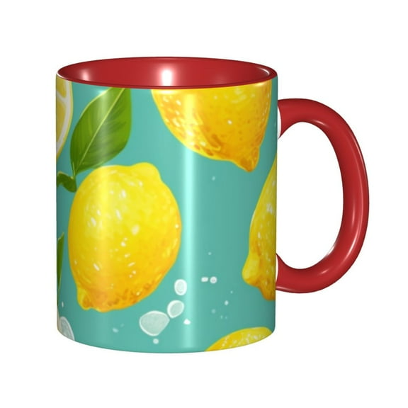 Lemon Bubble Coffee Mug Fun Custom Ceramic Mugs 11oz Red