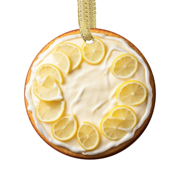 Lemon Cake Baker Vanilla Frosted Food Lovers Foodie Novelty Holiday Christmas Ornament Xmas Tree Gift (Flat Design Printed on Ceramic, NOT 3D)