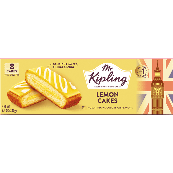 Mr. Kipling Lemon Cakes, 8 Cakes, Twin Wrapped, Ready to Eat