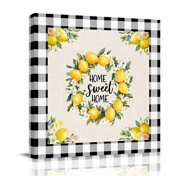 Lemon Canvas Wall Art for Living Room, Farmhouse Yellow Fruit Poster Print Painting for Bedroom Office Home Decoration Wall Pictures Prepare To Hang 8"x8"