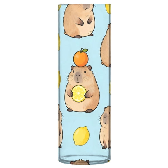 Lemon Capybara Pattern Vase Flower Vase Clear Unbreakable Plastic Tall Decorative 11.8in