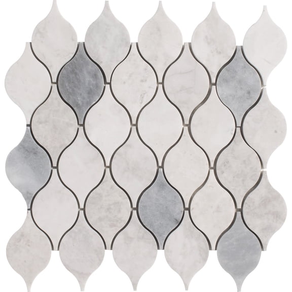 Lemon Carrara & Tahoe Honed Marble Waterjet Mosaic Tile