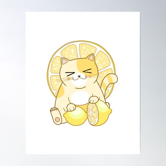 Lemon Cat Poster Wall Art, Modern Wall Decor For Living Room Bedroom, 8x12 UNFRAMED