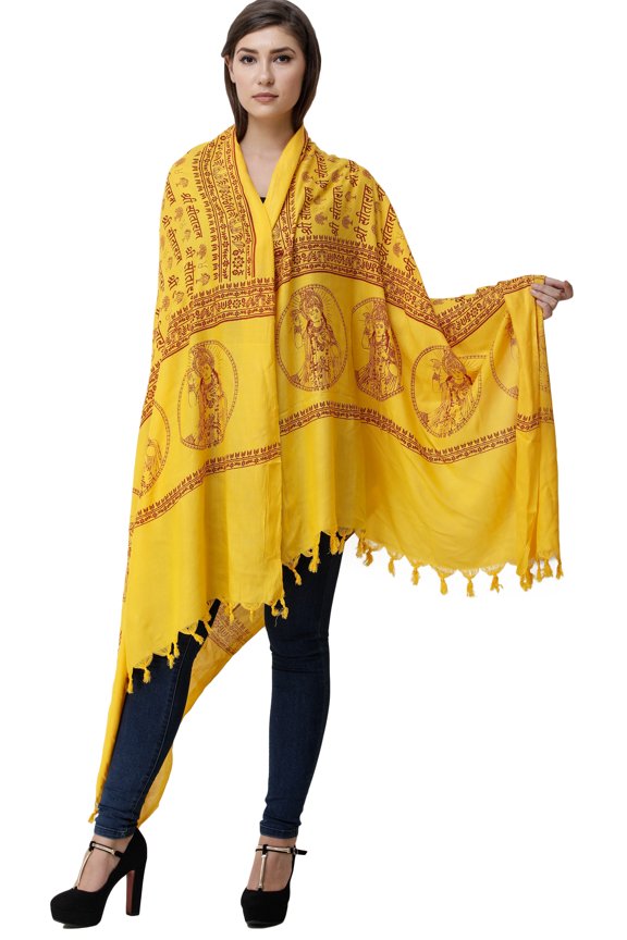 Lemon-Chrome Sri Sita Ram Prayer Shawl