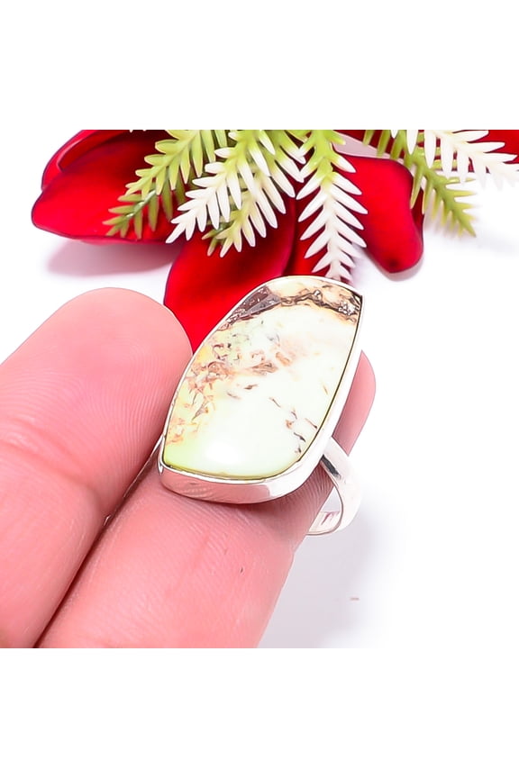 Lemon Chrysoprase - Australia Gemstone 925 Sterling Silver Ring S.10 R73