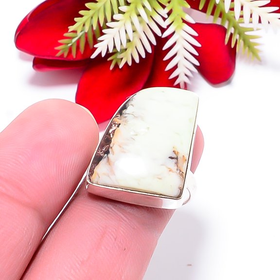 Lemon Chrysoprase - Australia Gemstone 925 Sterling Silver Ring S.8 R42