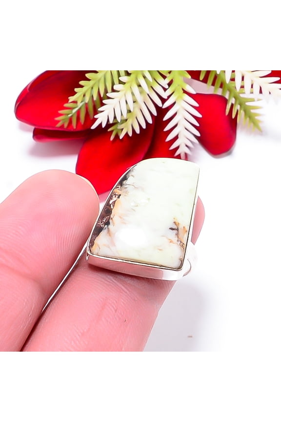 Lemon Chrysoprase - Australia Gemstone 925 Sterling Silver Ring S.8 R42