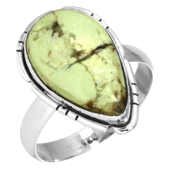 Lemon Chrysoprase Ring 925 Sterling Silver Women Jewelry