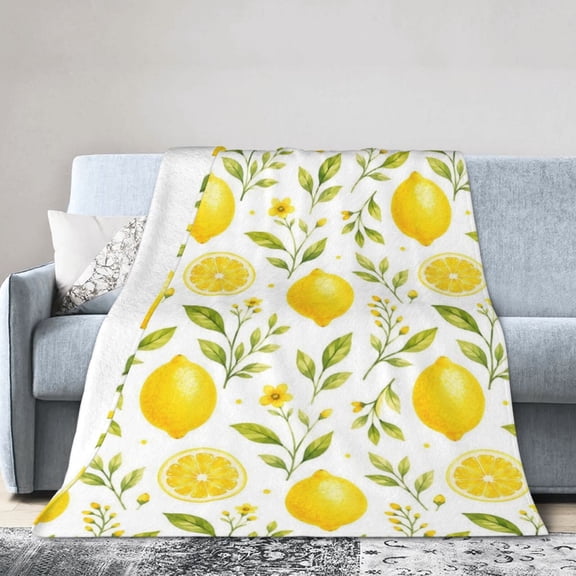 Lemon Citrus Botanical Blanket Gift Throw Blanket Gift for Women Summer Kitchen Home Decor 50x40