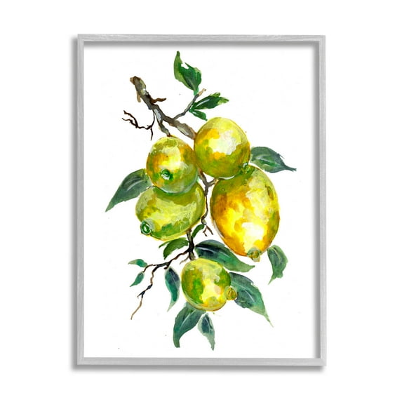 Lemon Citrus Fruit Tree Food & Beverage Graphic Art Gray Framed Art Print Wall Art
