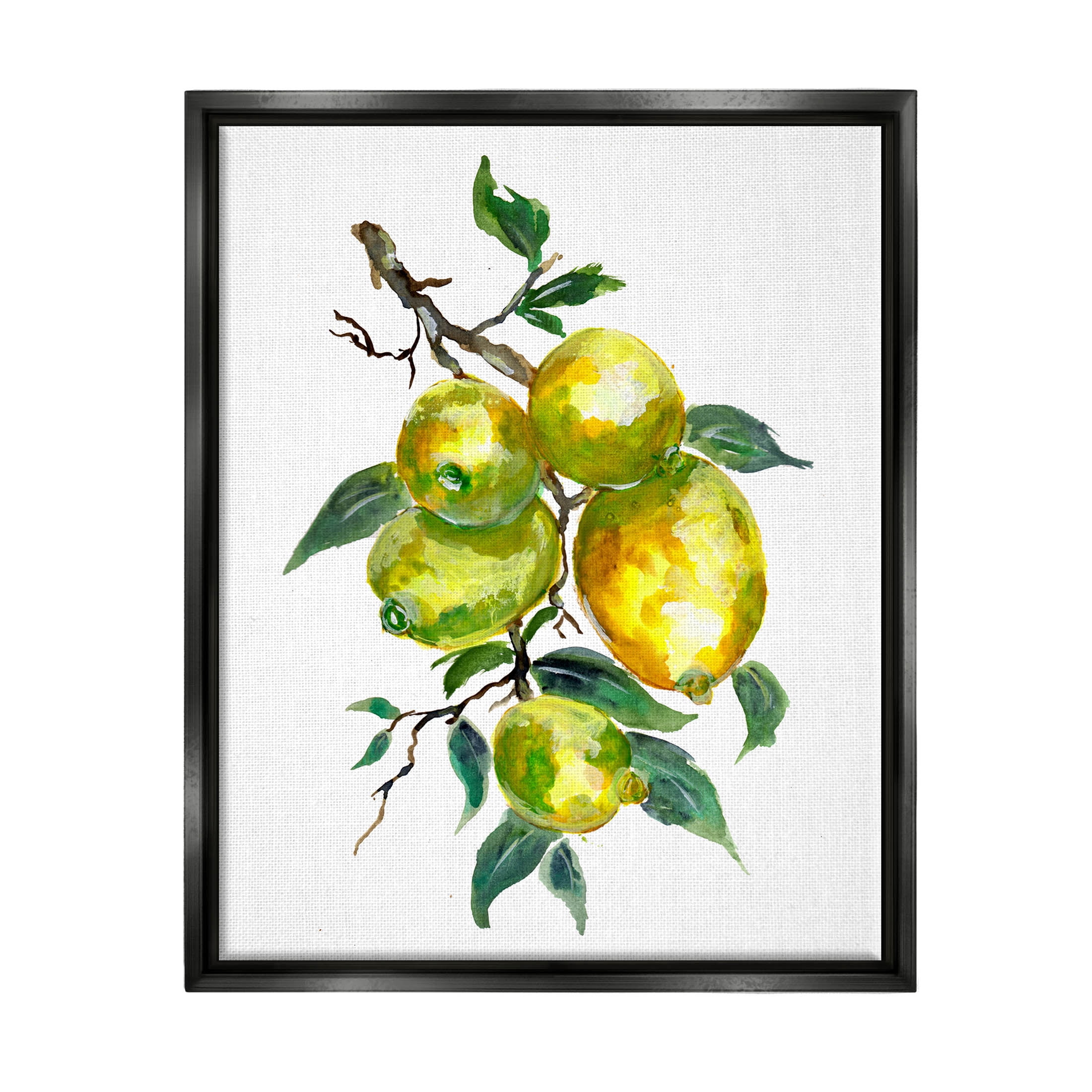 Lemon Citrus Fruit Tree Food & Beverage Graphic Art Jet Black Framed Art Print Wall Art
