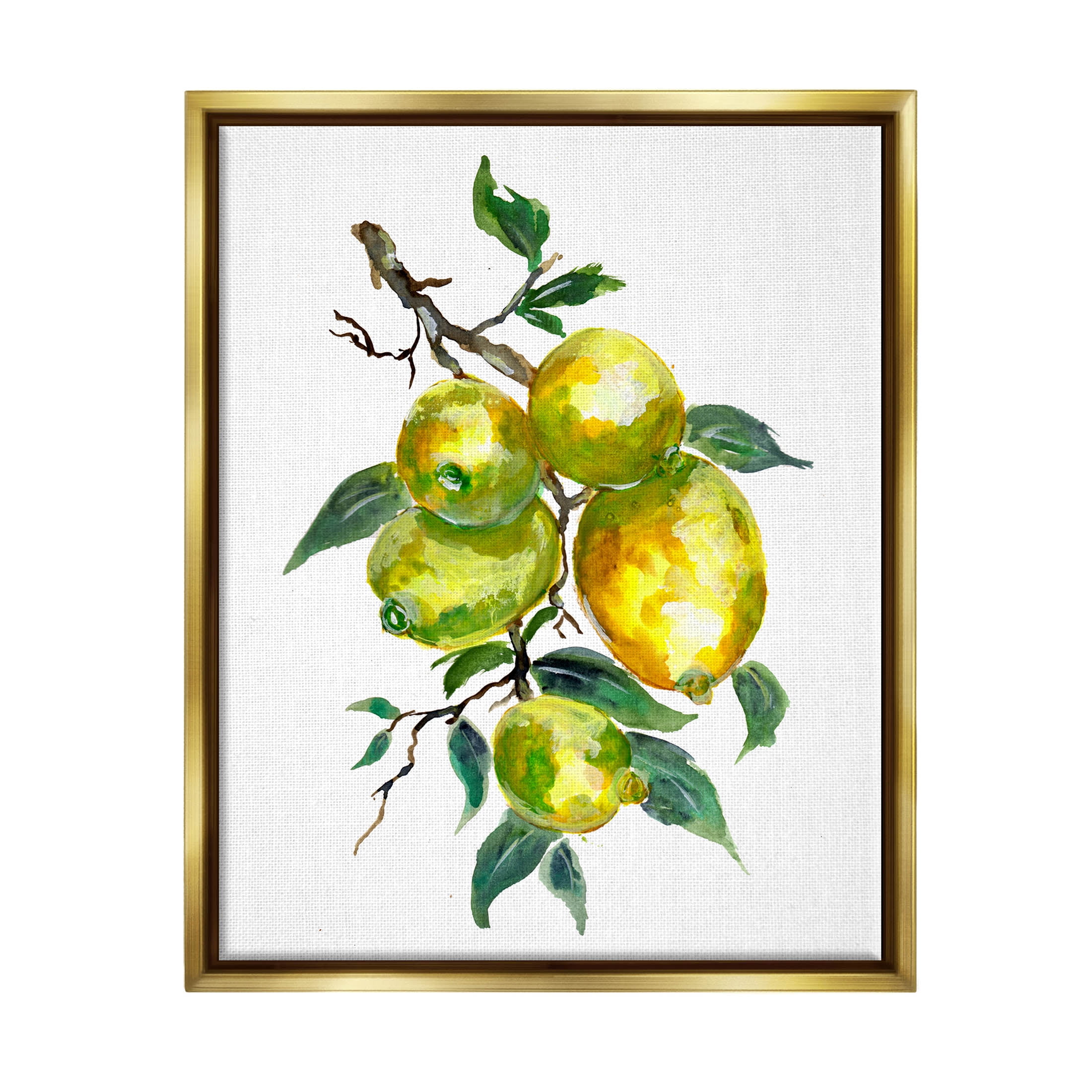 Lemon Citrus Fruit Tree Food & Beverage Graphic Art Metallic Gold Framed Art Print Wall Art