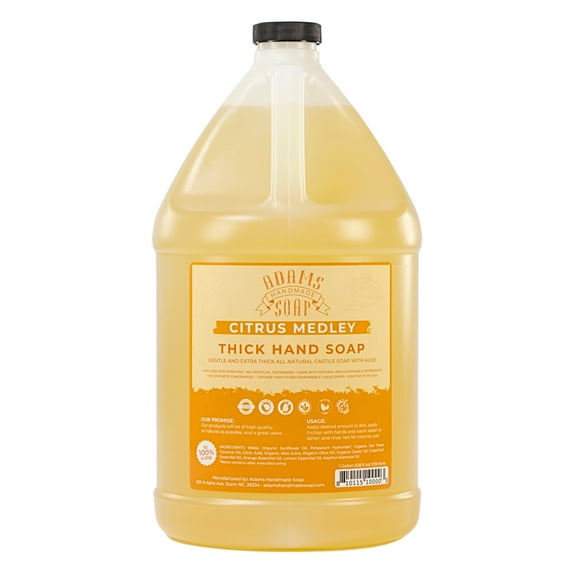 Citrus Medley Organic Liquid Castile Hand Soap 1 Gallon Refill Adams Handmade Soap