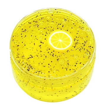 Lemon Cloud Slime with Crunchy Black Beads - Soft & Stretch Butter Slime for Kids, Fluffy Peach Slime Pack for Girls and Boys, Non Sticky Stress Relief Toy for Ages 3-5