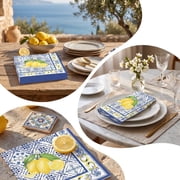 Lemon Cocktail Napkins, 20PC Lemon Napkins, 6.5Inch Lemon Citrus Fruit Paper Napkins, Cocktail Napkin for Wedding Bridal Shower Summer Party Decorations