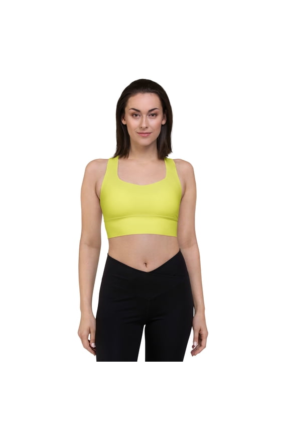 Lemon Color Sports Bra with Lining and Removable Padding