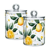Lemon Cotton Swabs Cans Translucent Plastic Canisters Dustproof Lid for Bathroom Storage