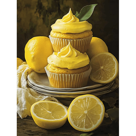 Lemon Cupcakes Decor Painting/Canvas Art Suitable for Decorating Kitchen Dining Room Restaurant Bakery Cafe Dessert Shop Living Room and Home Decor.