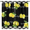 thumbnail image 1 of Lemon Curtain, Vintage Black White Buffalo Plaid Rustic Fruit Words Stamp Lattice Art Window Drapes for Living Room Bedroom Kitchen 42" W X 54" L, 1 of 1