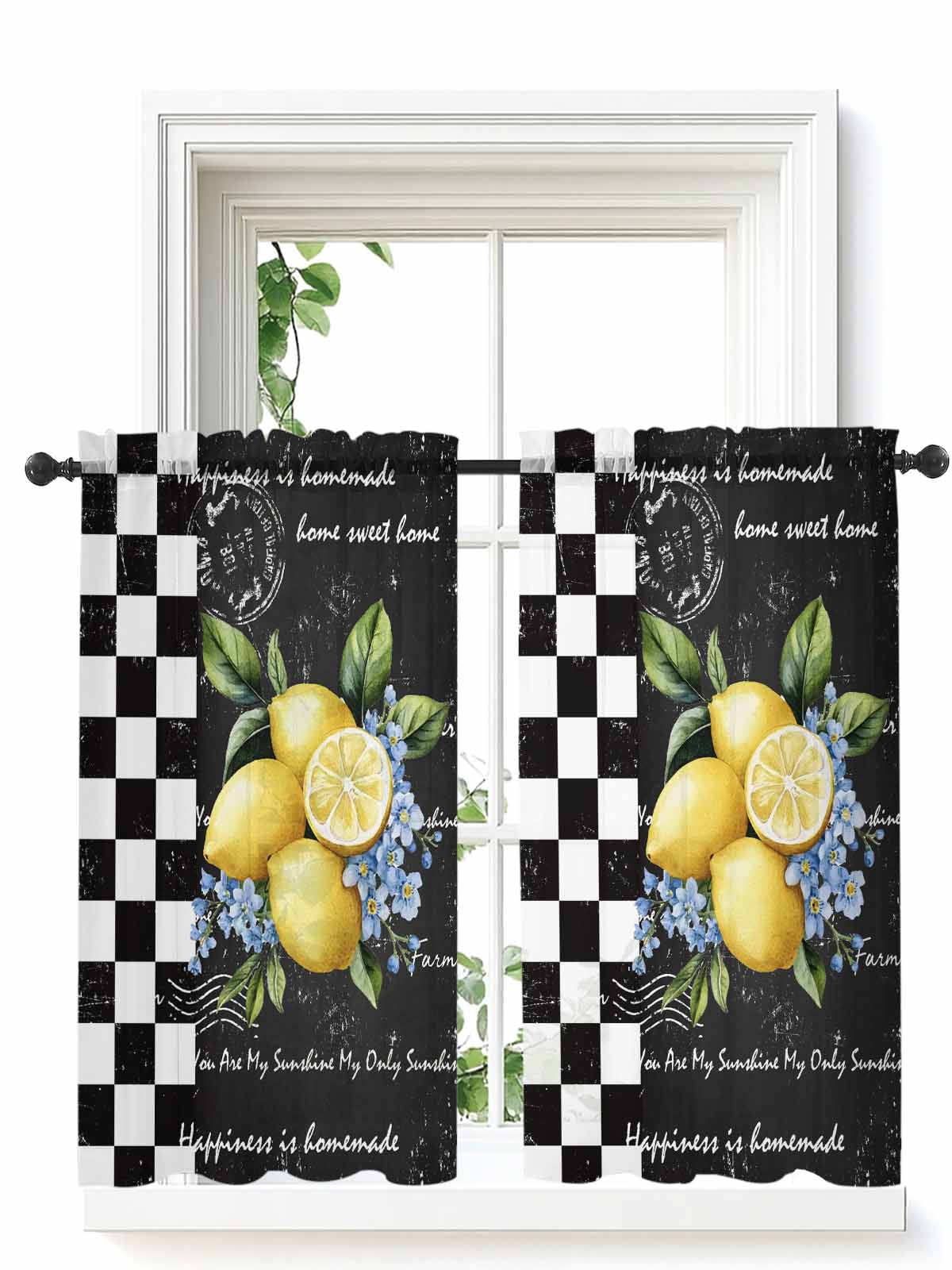 Lemon Curtains 54 Inch Length, Sheer Curtains for Bedroom Living Room ...