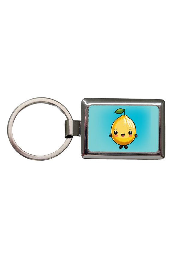 Lemon Cute Chibi Kawaii Metal Rectangle Keychain