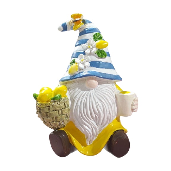 Lemon Decor Spring Garden Gnome Mediterranean Style Resin Figurine Lemon Party Decoration Home Kitchen Office Shelf