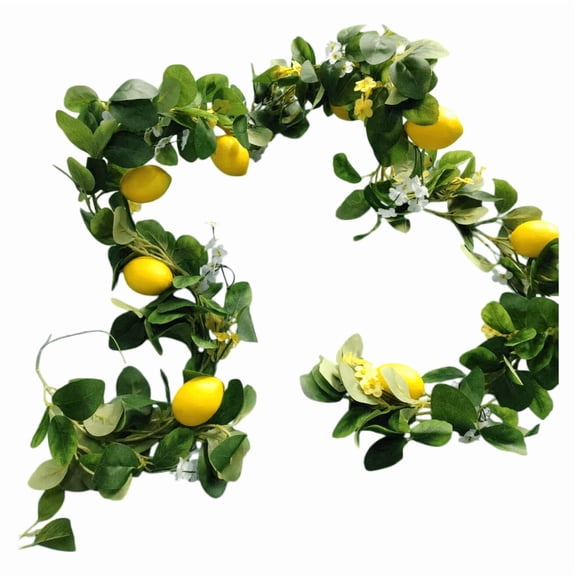 Lemon Decorations for Kitchen, Green Leaf, 72 In, Artificial Fruit, Spring Kitchen Decor, Yellow Kitchen Decor, Kitchen and Dining, Table Centerpiece, 1 Pc
