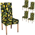 thumbnail image 1 of Lemon Dining Room Chair Covers Set of 4 Seamless Floral Pattern Lemon Fruits Background Parson Chair Slipcover Removable Washable Chair Protector, 1 of 4