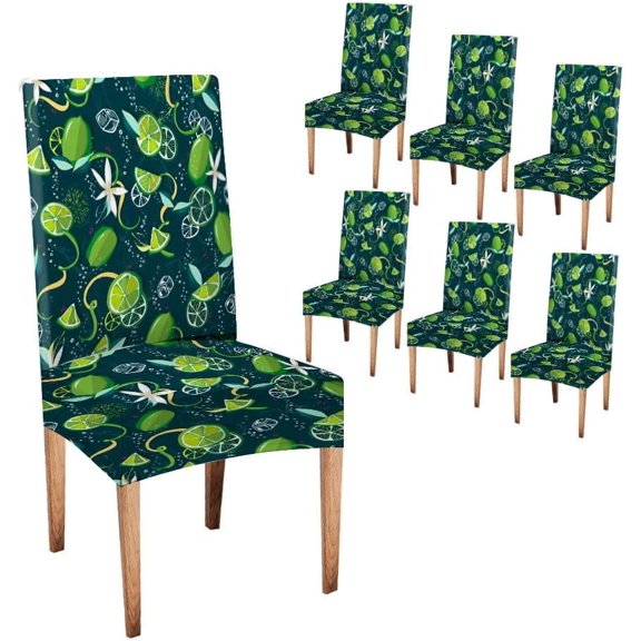 Lemon Dining Room Chair Slipcovers 6 Pack Fresh Limes Background Colorful Seamless Lemonade Parson Chair Slipcover Removable Washable Chair Protector for Home,Restaurant,Banquet