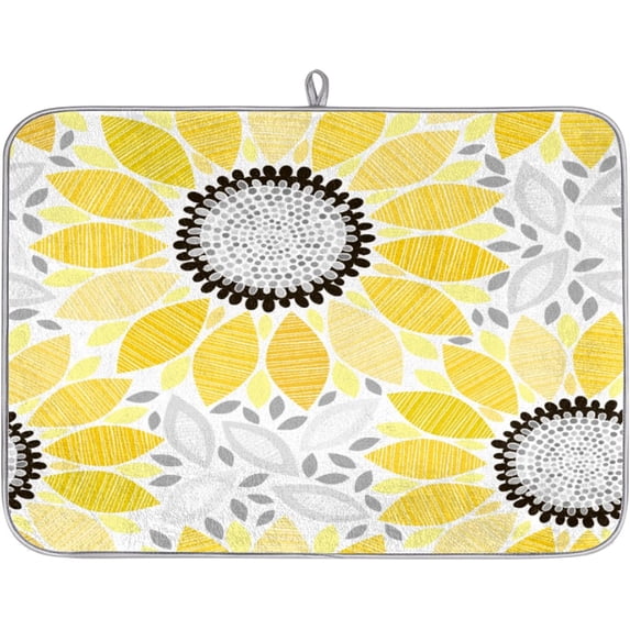 Lemon Dish Drying Mat for Kitchen Counter, Lemon Leaves Microfiber Dish Drainer Mats Absorbent Reversible Drying Pad Heat Resistant Mats for Countertop 16 x 18 inch